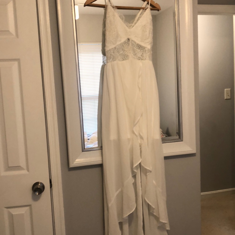 White High-Low Maxi Dress